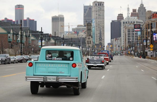 Classic vehicles arrive in Detroit as the Drive Home approached the 2019 North American International Auto Show