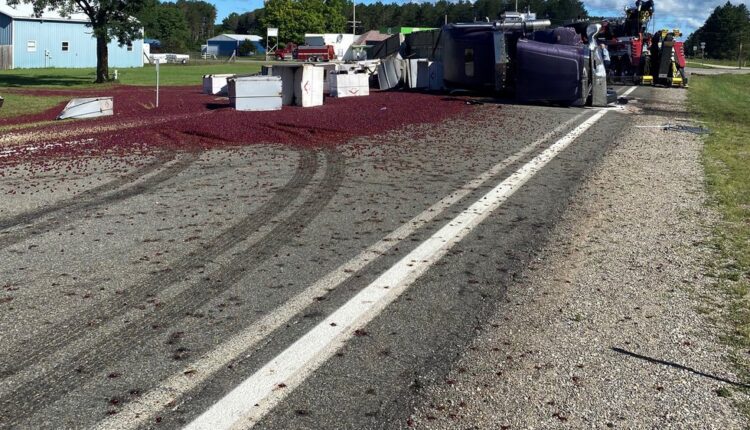 Crash covers Michigan highway in cherries, prompting closures